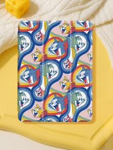 Tom and Jerry Artist x SHEIN 1个可爱卡通iPad保护套，高端质感，柔软防摔硅胶材质，带折叠支架，完美礼物。兼容iPad 10代/iPad 9代（10.2英寸）/iPad Air 5/Air 4（10.9英寸）、iPad（A16）11英寸11代（2025年款），带笔槽，支持自动睡眠/唤醒功能，时尚保护套 - 彩色 - 查看 2