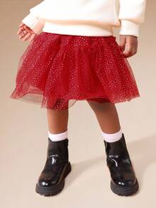 SUMWON Set coordinato da ragazza per l'inverno e le vacanze, con felpa con cappuccio e gonna in tulle scintillante con stampa di fiocchi di neve, maglione a maniche lunghe e gonna mini a ruota, outfit festivo natalizio adatto per il casual e le vacanze - Multicolore - Visualizzare 3