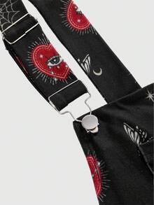 ROMWE Váy yếm in họa tiết Goth tối màu cỡ lớn - màu đen - Xem 3