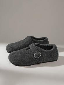 Solecia 女士休闲搭扣设计平底乐福鞋 - 灰色 - 查看 2