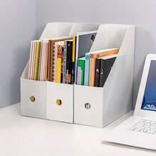 One-Piece Desktop Organizer, Simple And Foldable Office Bookshelf, Suitable For Back-To-School Use. - White - View 1
