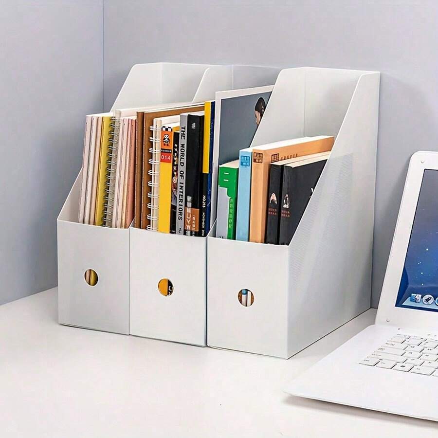 One-Piece Desktop Organizer, Simple And Foldable Office Bookshelf, Suitable For Back-To-School Use. - White - View 1