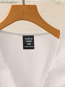 GlowEve CURVE Women's Sweet French Style Cap Sleeve V-Neck Cropped Ruffle Hem Sleeveless Tie Front Blouse, Spring/Summer - White - View 5