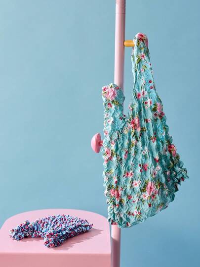 Joivida New Creative Floral Bubble Bag - Portable Home Storage Sack With High Elasticity, Large Capacity Handheld Stretch Bubble Tote Women Tote Bags