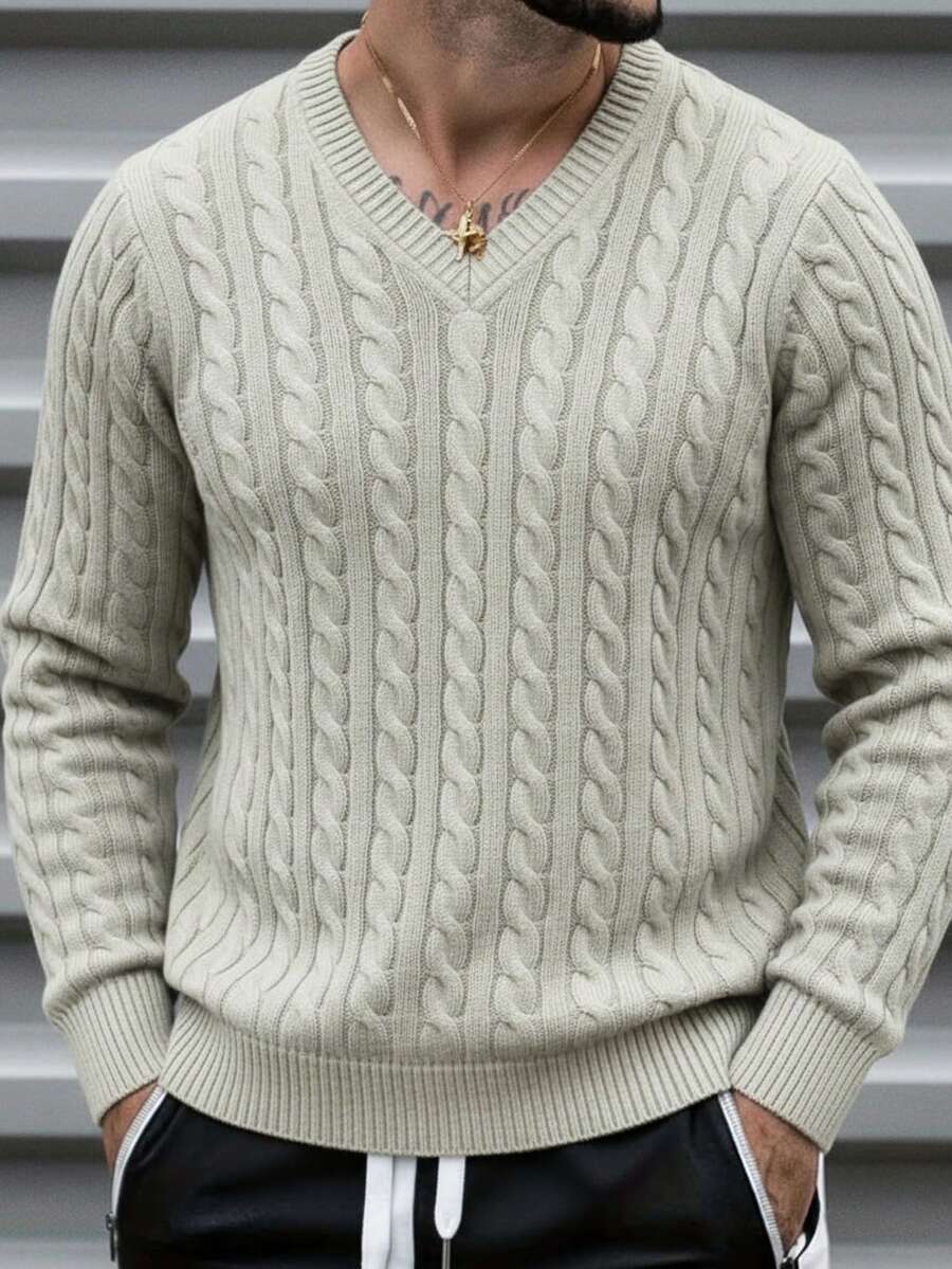 Men Knit Tops - Light Grey - View 1