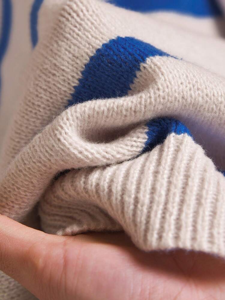 Suéter holgado de manga larga con cuello vuelto y rayas, para mujer, informal, para otoño/invierno, color blanco, nuevo para mujeres en Año Nuevo e invierno