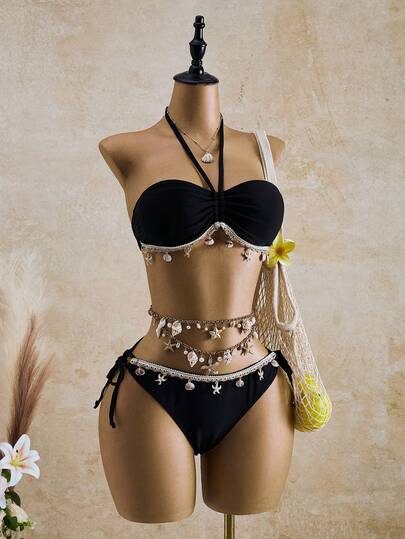 Bellisia 女士挂脖海星装饰比基尼套装