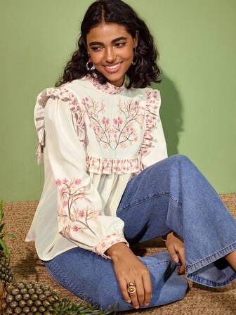 Felipe Marques 印花休闲优雅长款衬衫，适合日常穿着、旅行、度假、约会、派对、圣诞节等场合。