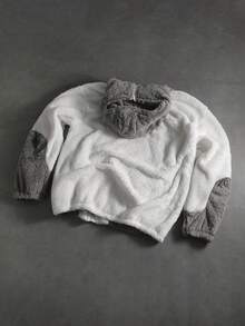 PAVTROS 男士休闲撞色拼接连帽衫，秋冬款，街头风，宽松版型，男款，情侣款，印花款，我爱我的男朋友，朋友款，情侣装，男朋友款 - 彩色 - 查看 2