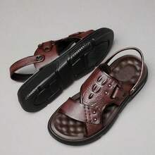 Sandalias de verano para hombre para actividades al aire libre Suela antideslizante y acolchada para mayor comodidad Diseño de punta recta Sandalias de playa para deportes al aire tiempo libre - Marrón - Ver 5