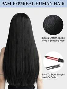 9AM Hair 隐形舒适胶带式接发 20片装 50克 12英寸至24英寸 黑色胶带式接发 真人发 乌黑亮丽 女士运动度假旅行节日适用 - S1 - 查看 9