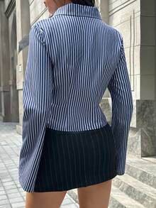 SHEIN Swim Blusa da donna con vita stretta e polsini a campana - Blu - Visualizzare 2