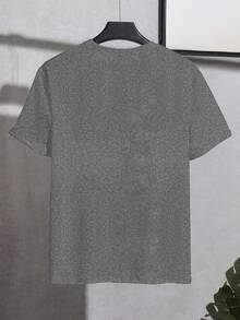 Manfinity Homme Áo thun nam cổ tròn tay ngắn ôm vừa vặn thoải mái - Xám - Xem 2