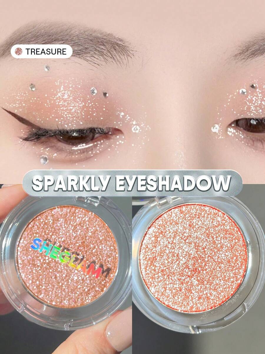 SHEGLAM Enigma Sparkly Eyeshadow-Treasure Shiny Eyeshadow Powder Gradient Multi-Tone High Shine Finish Non-Greasy Non-Fading Glitter Shimmer Eyeshadow Brand Beauty Makeup Face Paint Cosmetic For Women Girls Perfect For Winter Ideal For Y2K Fancy Fashion Suitable For Birthday Christmas Gift Party Ready Best Color - Multicolor - View 1