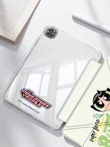THE POWERPUFF GIRLS X SHEIN Cute Cartoon Girl Pattern Graphic Pad Case, High-End Texture,Features A 3+Y Folding , Auto Wake/Sleep Function, And A Built-In Pencil Holder, Shockproof And Fashionable Pad Case,Compatible With Galaxy Tab A9 Plus ,IPad (A16) 11th Generation 11 Inch 2025,Ipad 9th Gen (10.2-Inch)