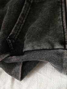 Sparklyn 少女牛仔两件套，黑色水洗休闲宽松牛仔外套带帽搭配阔腿牛仔裤，春秋季时尚穿搭，适合日常穿着、OOTD（每日穿搭）、外出、旅行，2025年秋季新品 - 黑色 - 查看 5