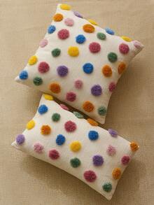 1 秋季簇绒小彩球枕套，季节性装饰枕套，圣诞丰收软垫套装饰沙发枕套