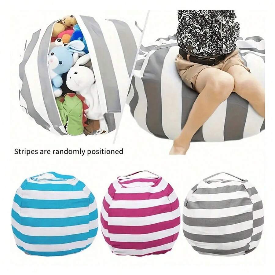1 Paket Tas Penyimpanan Mainan Mewah Bergaris, Penutup Kursi Kapasitas Besar dengan Desain Pegangan, Bahan Poliester Berkualitas Tinggi, Tas Penyimpanan Selimut Multifungsi dengan Resleting, Tas Penyimpanan Mainan Mewah, Tas Sofa Bergaris, Tas Penyimpanan Selimut Kapasitas Besar dengan Resleting untuk Perjalanan, Tas Penyimpanan Mainan Multifungsi dari Kanvas, Perlengkapan Selimut dan Perjalanan, Kotak Penyimpanan untuk Mengatur Rumah - MultiWarna - View 1
