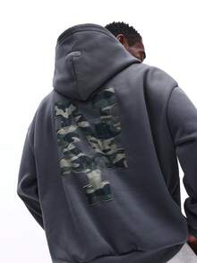SUMWON Oversized Camouflage Print Pullover Hoodie With Drawstring Hood And Centre Pocket For Casual Winter Street Style