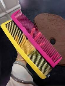 Zazumi 1把巨型宽齿梳 - 超大号塑料宽齿发刷，适用于浓密头发、脏辫和辫子 - 趣味新奇发型梳，适合女性，也可作为万圣节服装配饰或礼物（玫瑰红/黄色） - 彩色 - 查看 1