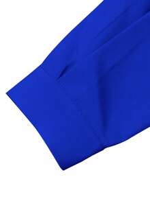 EMERY ROSE Casual Plain Color Blue Long Sleeve Shirt Fall Cloth For Women - Royal Blue - View 5