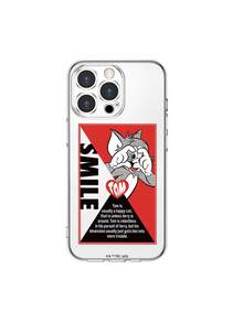 TOM & JERRY X SHEIN 卡通标语图案透明时尚手机壳，微笑图案汤姆印花保护套，兼容 - 彩色 - 查看 1