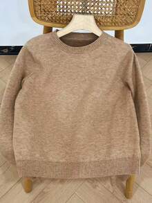 Chiquease 新款女士冬季保暖圆领长袖毛衣 - 駝色 - 查看 3