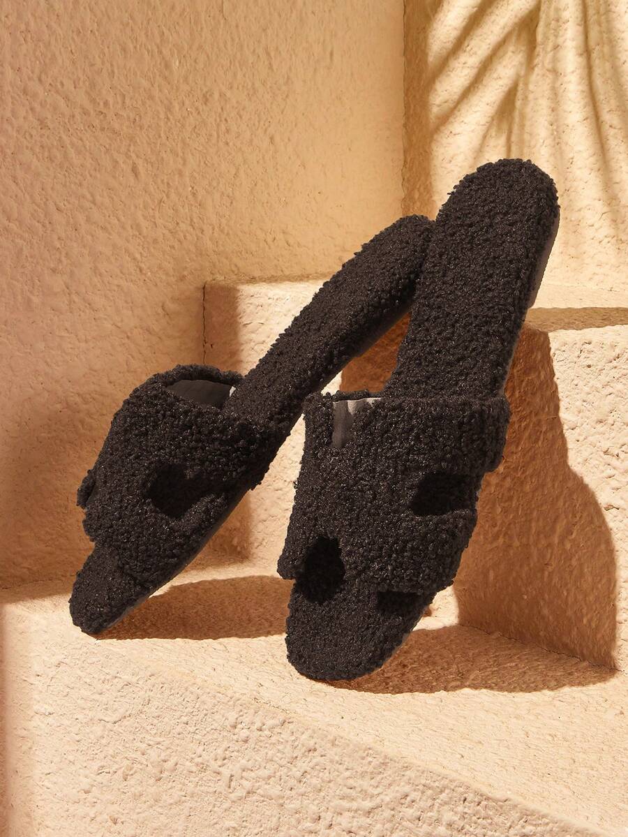 HighSole 女士休闲毛绒平底凉鞋 - 鏽棕色 - 查看 1