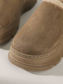 Solecia 女士厚底圆头套脚雪地靴，秋冬季保暖内衬 - 棕色 - 查看 6