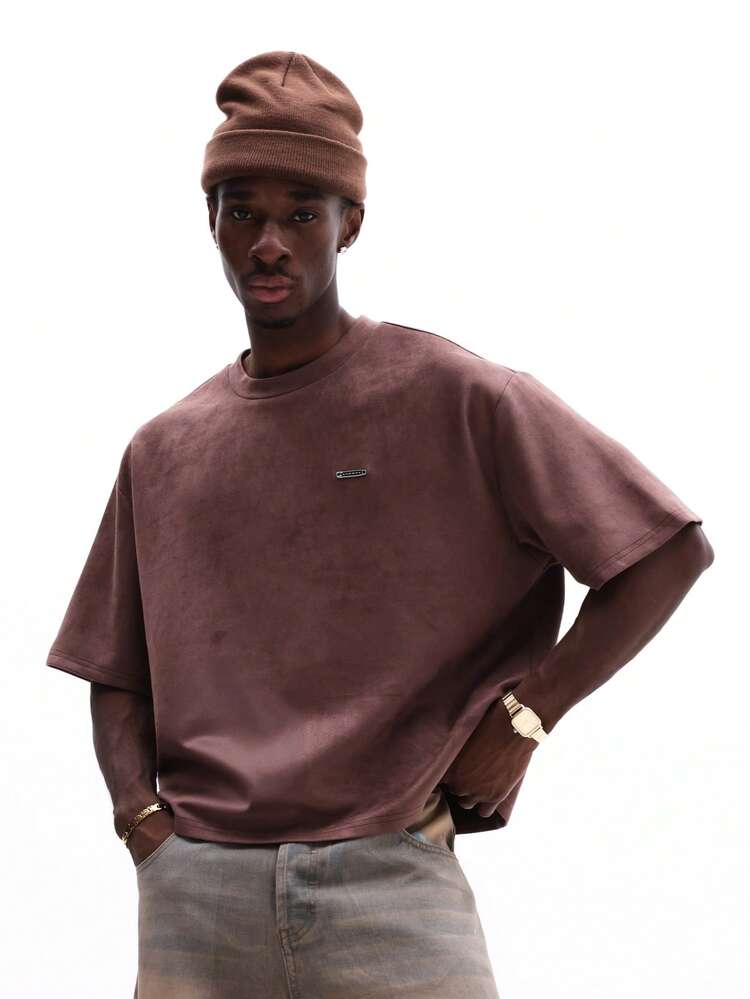 Box Fit Crew Neck Tee With Embroidered Text