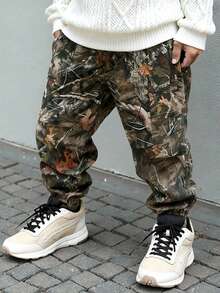 SHEIN Comfortable & Fashionable Versatile Camouflage Loose Cargo Pants, Suitable For Indoor, Outdoor, Daily Wear, Sports, Play, Party, Photo Shoot, Holiday, Festivals In Autumn/Winter For Baby Boys And Girls - Multicolor - View 1