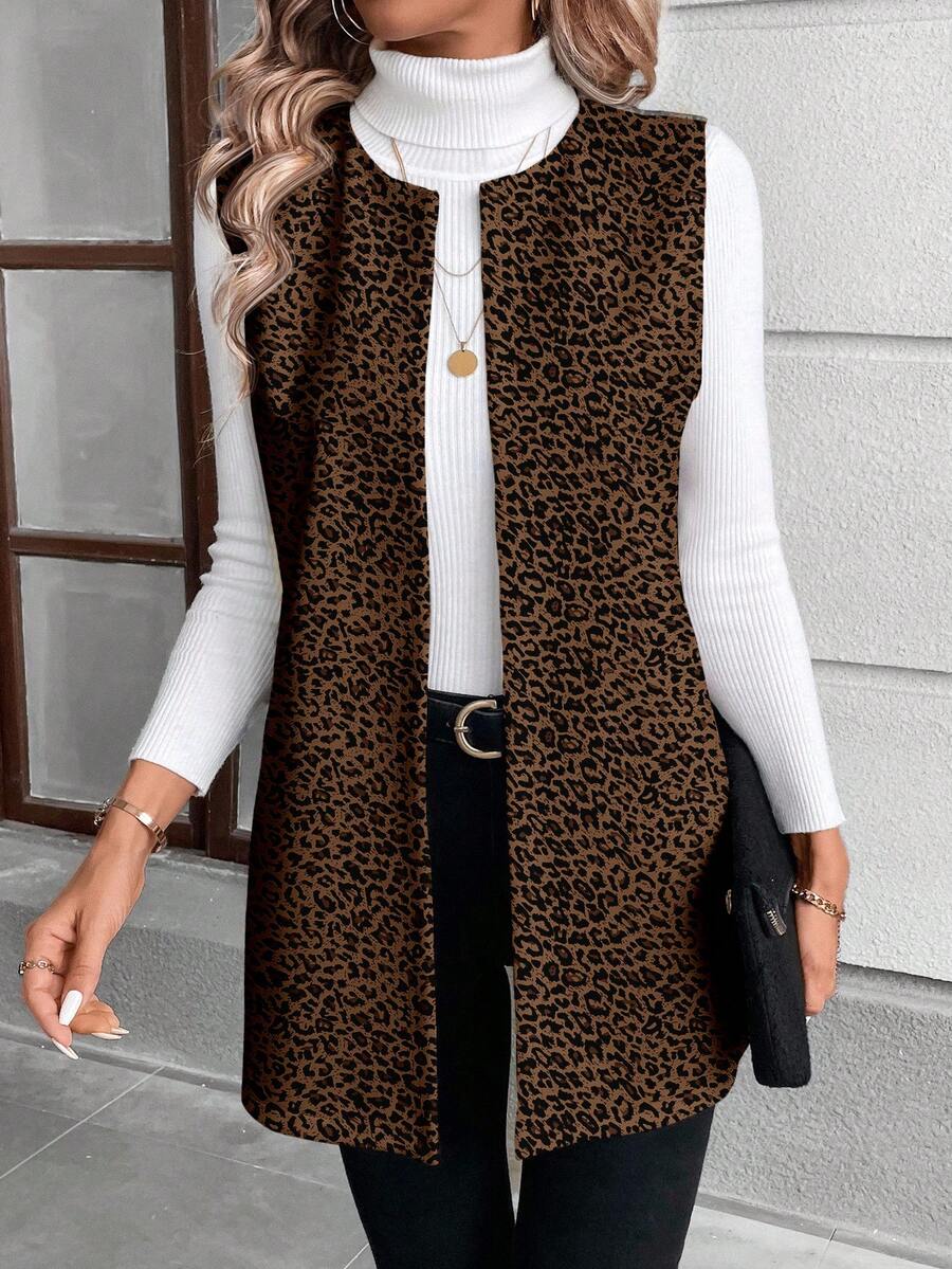 SHEIN LUNE Veste régulière en tricot élégante et décontractée, convenant pour l'automne/l'hiver