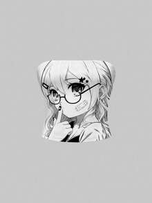 ROMWE Anime 动漫暗黑少女抹胸上衣，黑白配色，女款 - 白色 - 查看 1