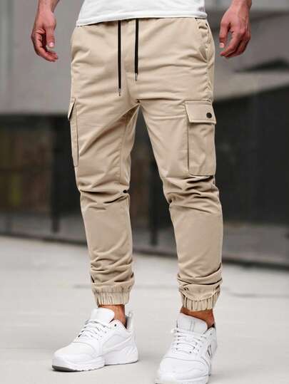 Manfinity Homme Men's Mature Casual Cargo Pants, Suitable For Daily Casual Wear, Weekend Outings, Outdoor Activities, Travel, Adventure, And Social Gatherings With Friends. This Pant Is An Indispensable Versatile Item In A Man's Wardrobe, Making It A Great Gift For A Boyfriend Or Husband. Beige Pants For Men Men Cargos Men Pants Khaki Men Cargo Pants Khaki Joggers Men