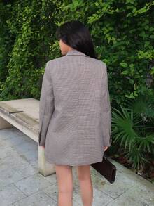 Durrani Popal Áo khoác Blazer và váy hai nút họa tiết Houndstooth - Nhiều màu - Xem 2