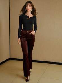 MOTF PREMIUM ASYMMETRIC SHOULDER SLIM FITTED T-SHIRT, AUTUMN/WINTER - Black - View 3