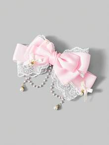 ROMWE Kawaii 14 Random Small Cute Bow,Hairpins, Handmade Wing ,Star ,Bow ,Strawberry Cat's Ears And Claw ,Tooth Elements Hairpin, Lolita Style Pink Hair Accessories - Pink White - View 2