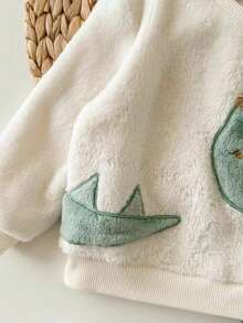 Baby Boy Casual Fluffy Cartoon Pattern Long Sleeve Pajama Set, Autumn/Winter