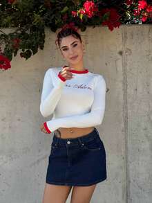 Bearsaez Women's Denim Mini Skirt, Y2K Style, Concert, Back To School,Autumn Outfits For Women - Dark Wash - View 6