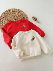 Loomiva 2pcs Baby Girl Floral Print Soft Knit Crew Neck Long Sleeve Pullover Sweatshirt Set - Multicolor - View 5