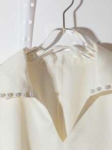 Franclia 夏季时尚优雅收腰 A 字形短袖连衣裙（杏色） - 杏色 - 查看 3