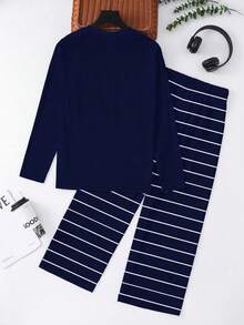 男童宽松长款休闲睡衣，经典游戏手柄图案印花 - 彩色 - 查看 2