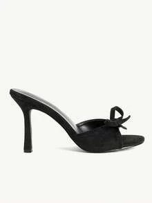 CUCCOO CHICEST 女士时尚优雅蝴蝶结装饰高跟凉鞋 - 黑色 - 查看 3