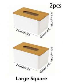 1个/2个装竹制纸巾盒，创意抽屉式餐巾纸分配器，简约多功能，适用于浴室、梳妆台和办公室 - 彩色 - 查看 11