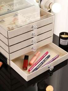 Zazumi 1 hộp đựng trang sức nhung 5 lớp, hộp đựng trang sức, vòng cổ, khuyên tai và nhẫn, hộp đựng trang sức di động dung tích lớn dành cho phụ nữ và trẻ em gái, hộp đựng đồ phòng tắm, hộp ngăn kéo để bàn, hộp đựng đồ có thể xếp chồng lên nhau, hộp đựng trang sức ngăn kéo có giá để đồ, hộp đựng nhẫn, hộp đựng khuyên tai, hộp đựng trang sức ngăn kéo - Nhiều màu - Xem 7