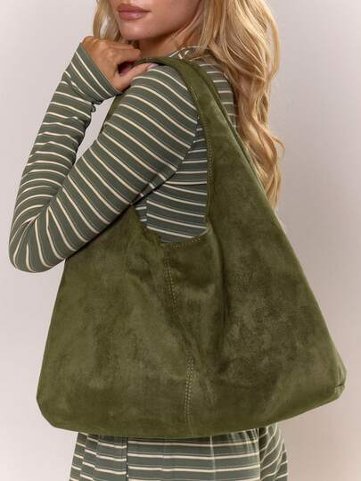 MUSERA Slouchy axelväska i konstmocka, nyaste moderiktiga mockaväska för kvinnor, perfekt matchande med höstkläder för kvinnor