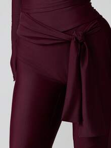 MISSGUIDED Quần legging Capri cạp cao thắt nút phía trước, thoải mái và phong cách thường ngày - màu nâu - Xem 4