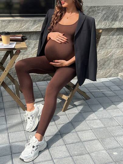 SHEIN Maternity Solid Color Camisole Jumpsuit