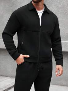 Manfinity CasualCool 男士纯色落肩长袖拉链休闲简约外套套装