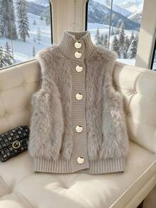 GlowEve Women's Mohair Knitted Cardigan Jacket, High-End Casual Outerwear For Autumn/Winter - Khaki - View 1